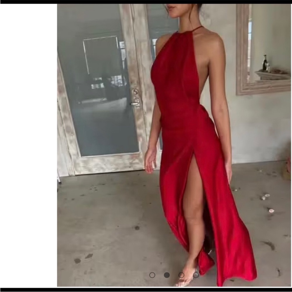 NWT HOUSE OF CB Zanab Satin Maxi Cocktail Dress Size L - Picture 2 of 10